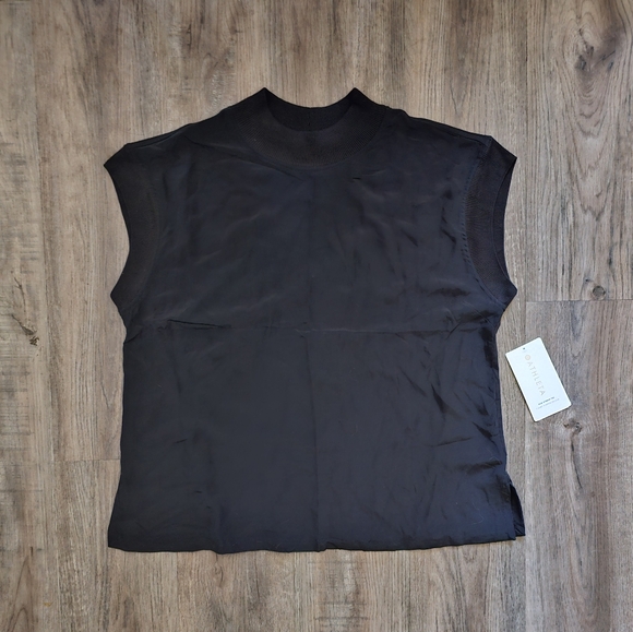 NWT Athleta Silk Hybrid Tee Black - Picture 2 of 10